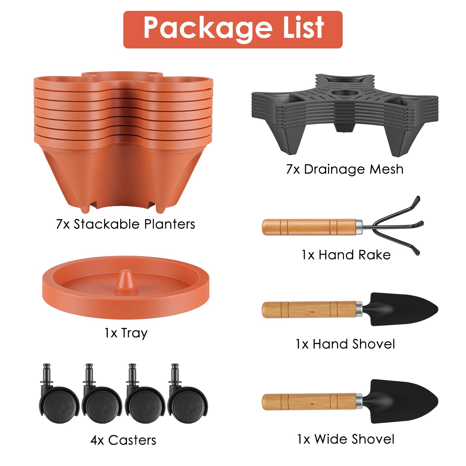 7 Planter vertical empilable de niveau avec roues Planter tour fraise Saving Garden