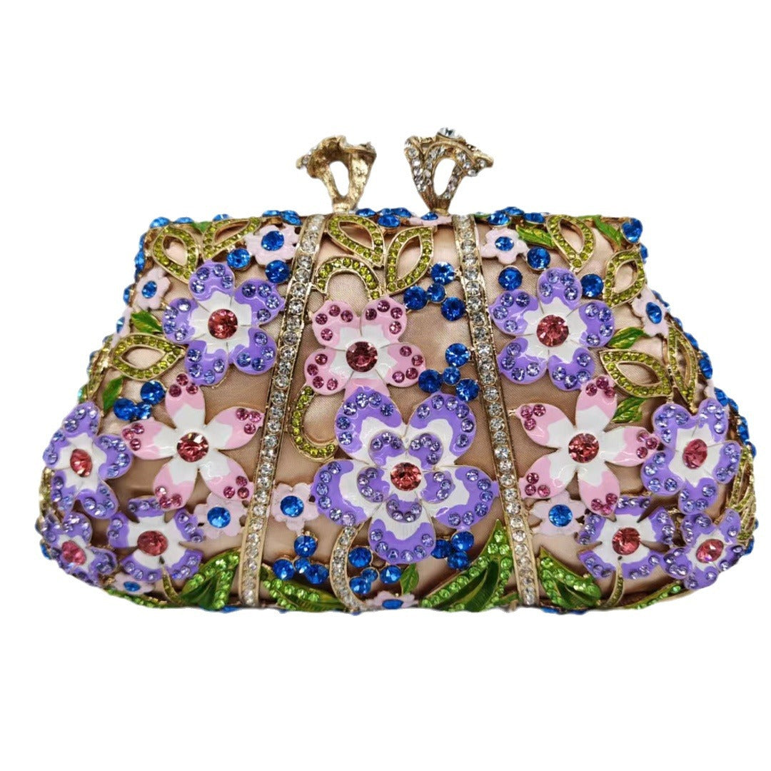 Dripping Oil Diamond Soiring Bag Enamel Color Flower Clutch