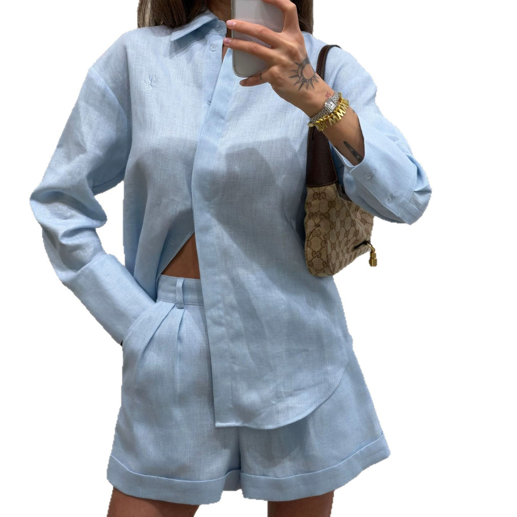Chemise à manches longues et short large à manches longues Casual