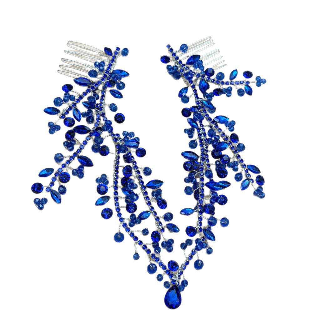 Chaîne de tête avant faite main Double cheveux Peigne pendentif Ornement de tête avant en teinte colorée