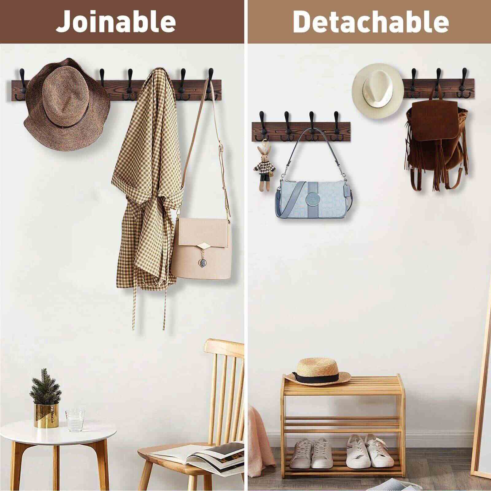 Crochet mural en bois massif polyvalent