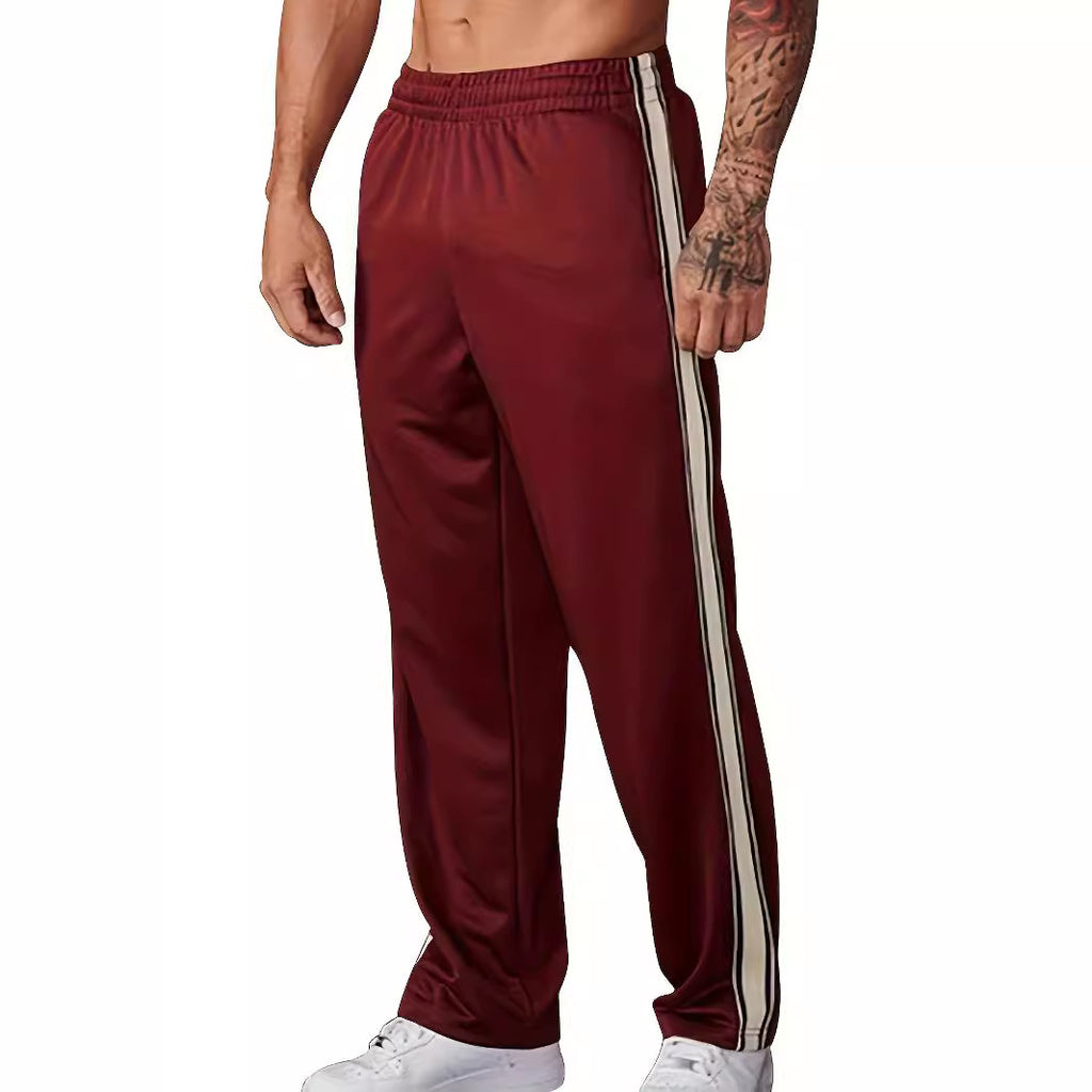 Independent Brand European and American Men's Pearl Cotton Twill Casual Sports Side Stripe