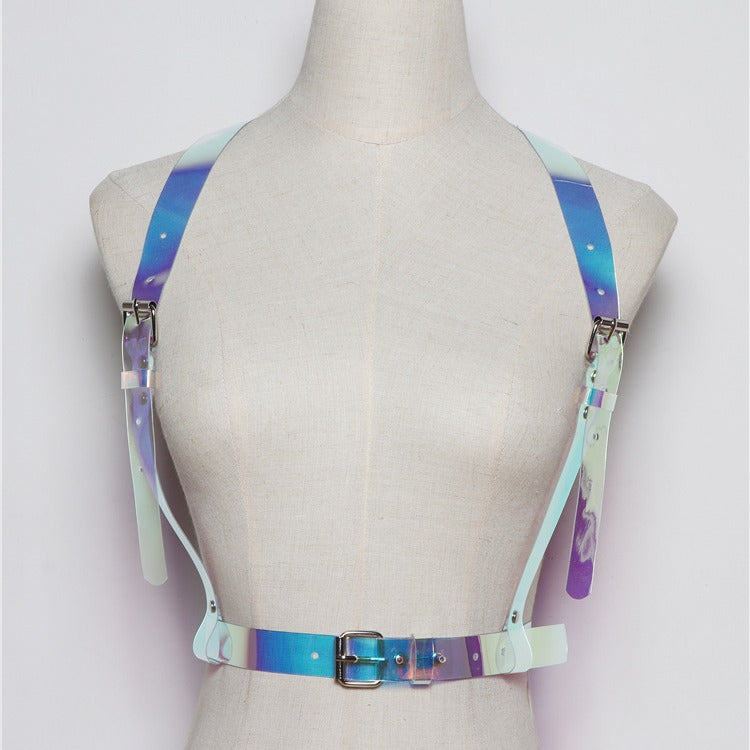 Ceinture de brassage en PVC irisée pour femmes