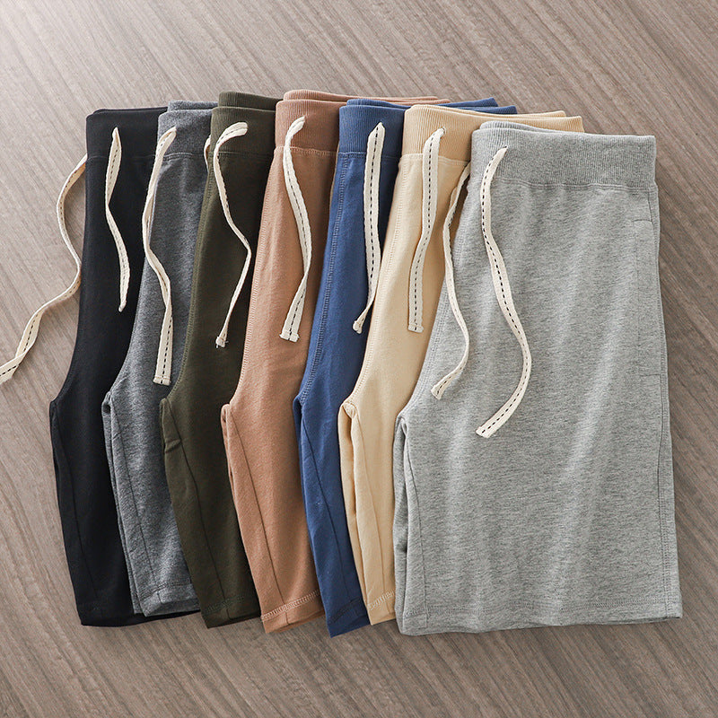 Lose Outer Wear Khaki Solid Color Casual Short homme