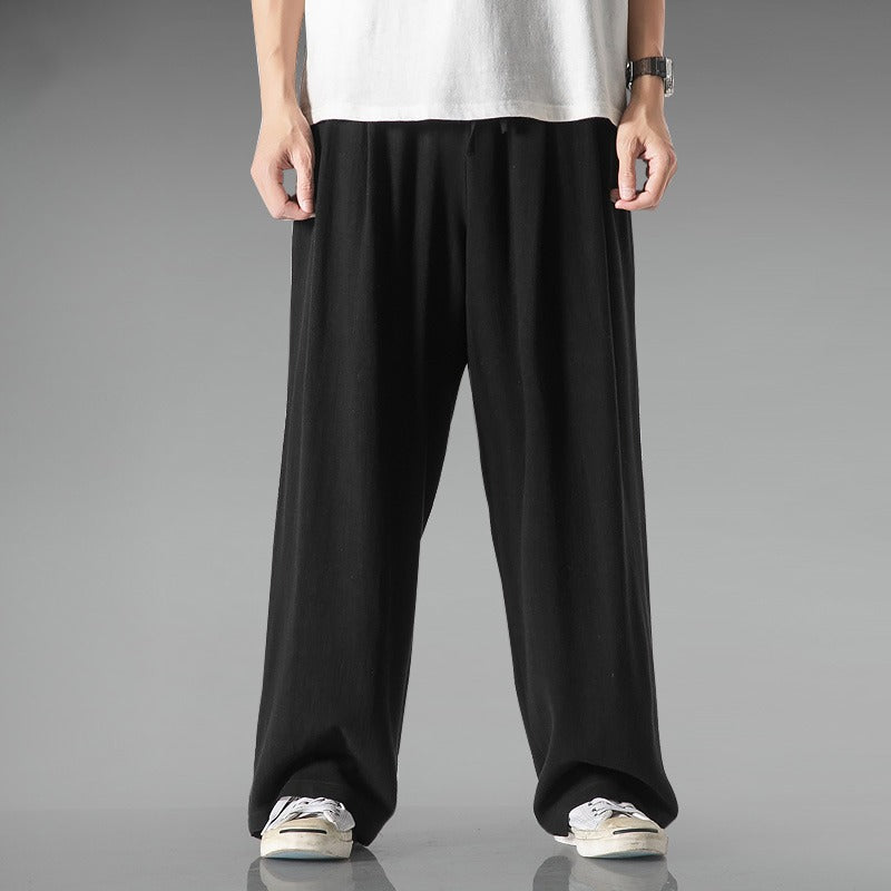 Léger Respirant Été Plus Taille Loose Droite Large Jambe coton et Lin Casual Pa