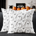 Blanc mignon fantôme Halloween housses oreiller 18x18 Ensemble de 2 Spooky Esthétique Coussin Cov