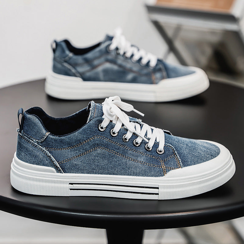 Homme style coréen Fashion Plus Taille Low-top Denim Casual Sneakers entièrement appariés