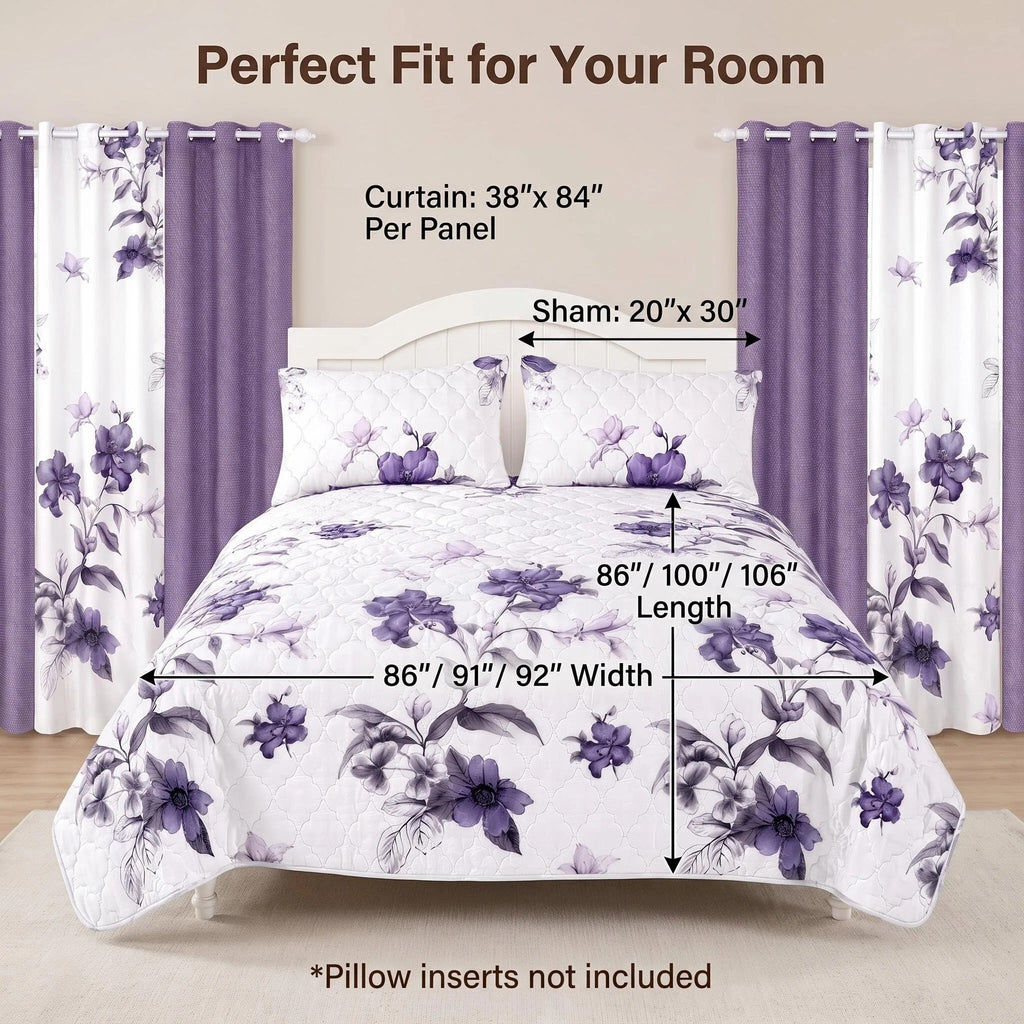 Couche de lit et rideau pour la fleur de 9 piece pour roi de Californie