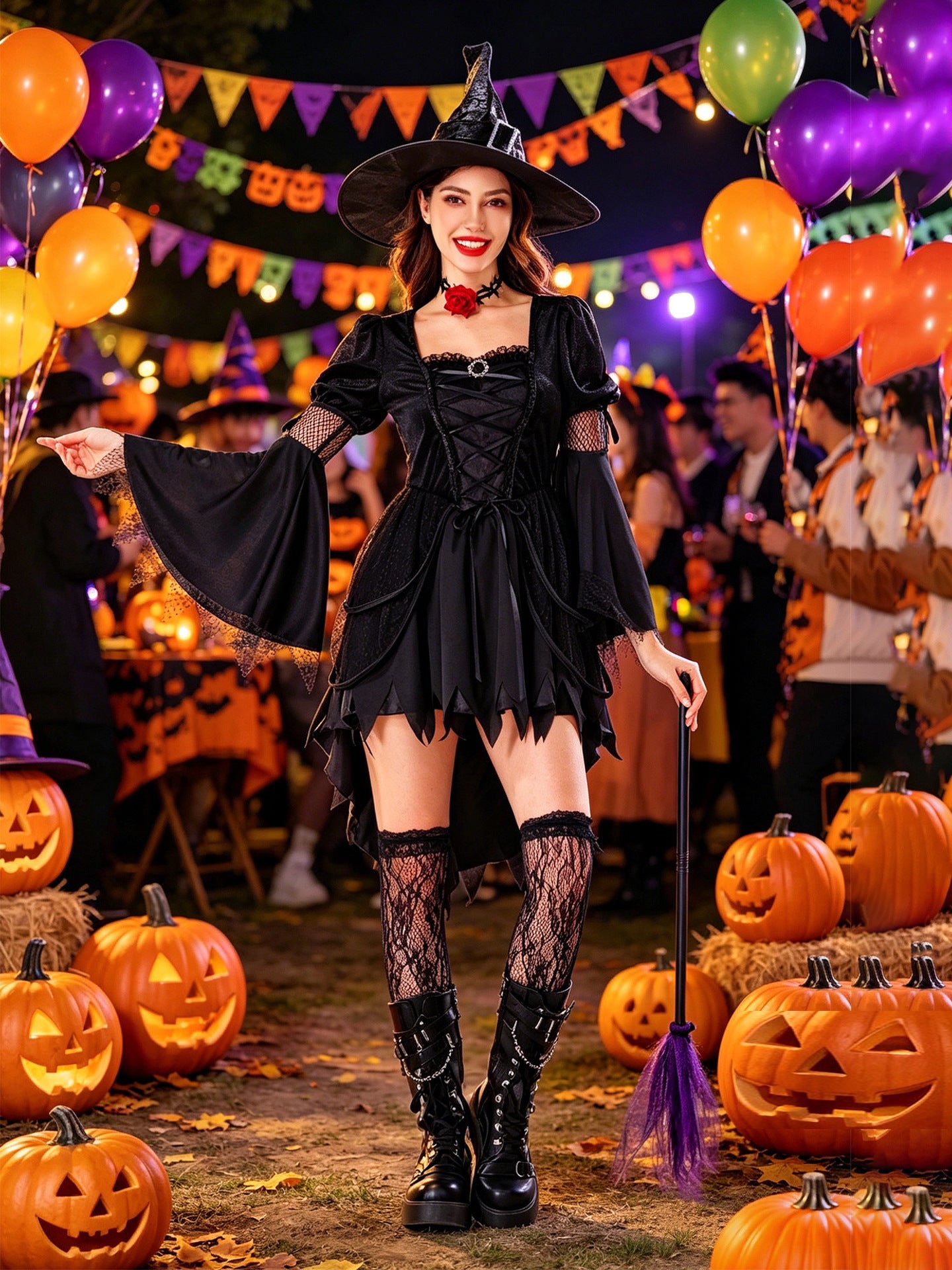 Costume d'Halloween pour sorcières gothiques