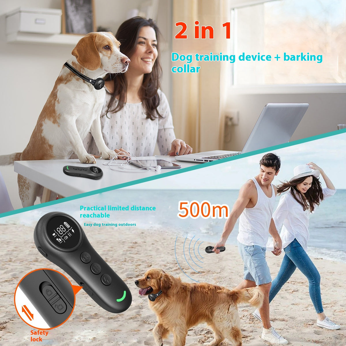 Modes d'entraînement multiples Smart 3-en-1 Dog Trainer Bark Stopper