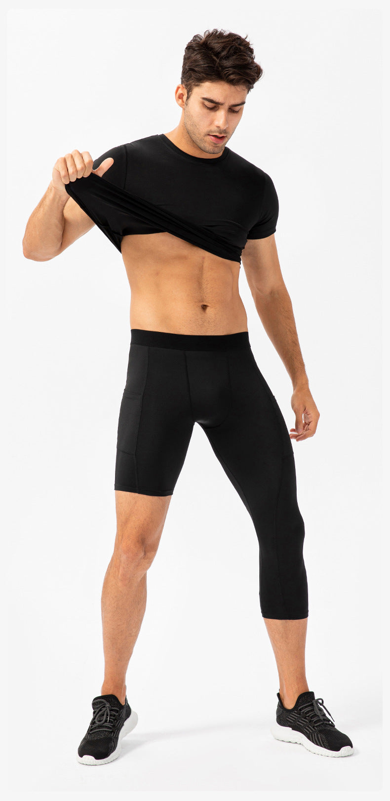 Pantalon de fitness à jambes simples pour hommes Longueur de la poche