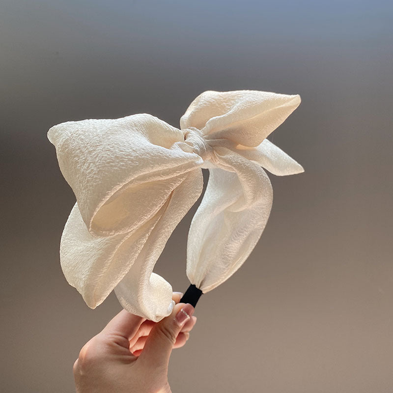 Seersucker Outsize Bow Headband High Sense large bord Accessoires capillaires