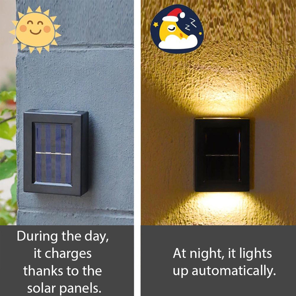 Pack de 2 Solar Outdoor Wall Light - Imperméable pour jardin et patio