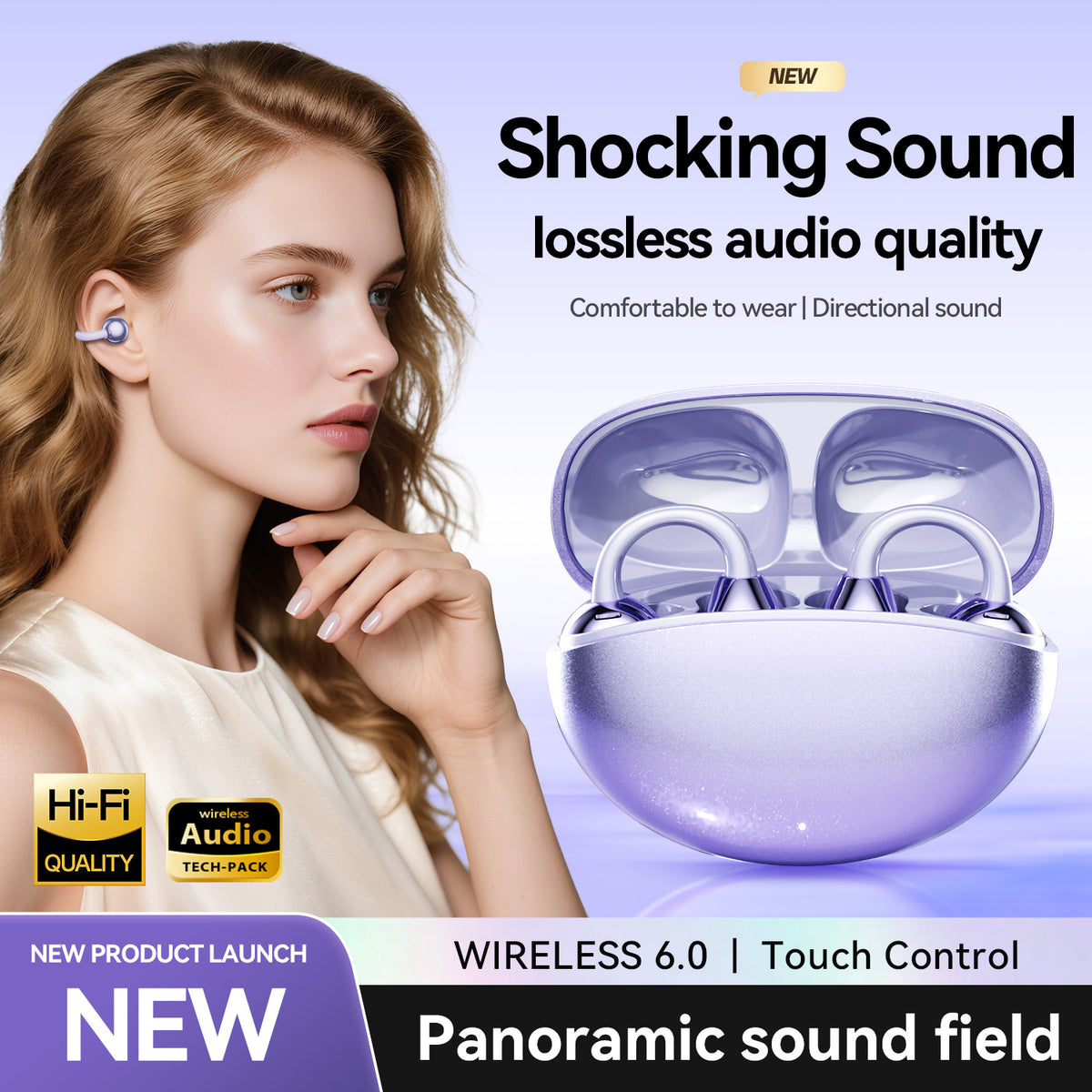 GL8 Cross Border Sélectionné Modèle privé Earphones Haute Beauté Type d'Earclip Sans fil Blueto