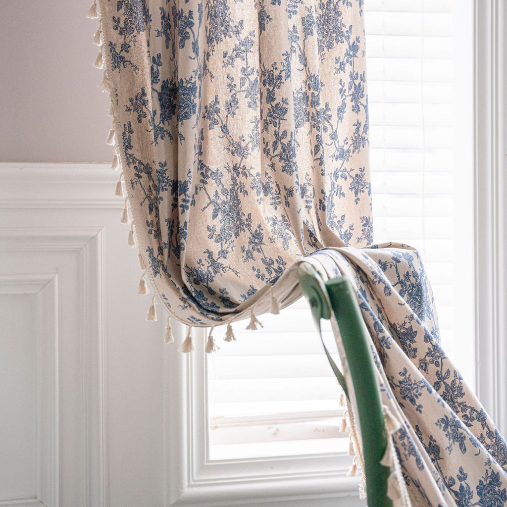 Coton et Linge d'imprimerie Rideau de cuisine Beige Tassel Petite fenêtre Half Shade Bay fenêtre