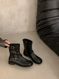 Femmes Retro British Style Ceinture Buckle Martin Bottes