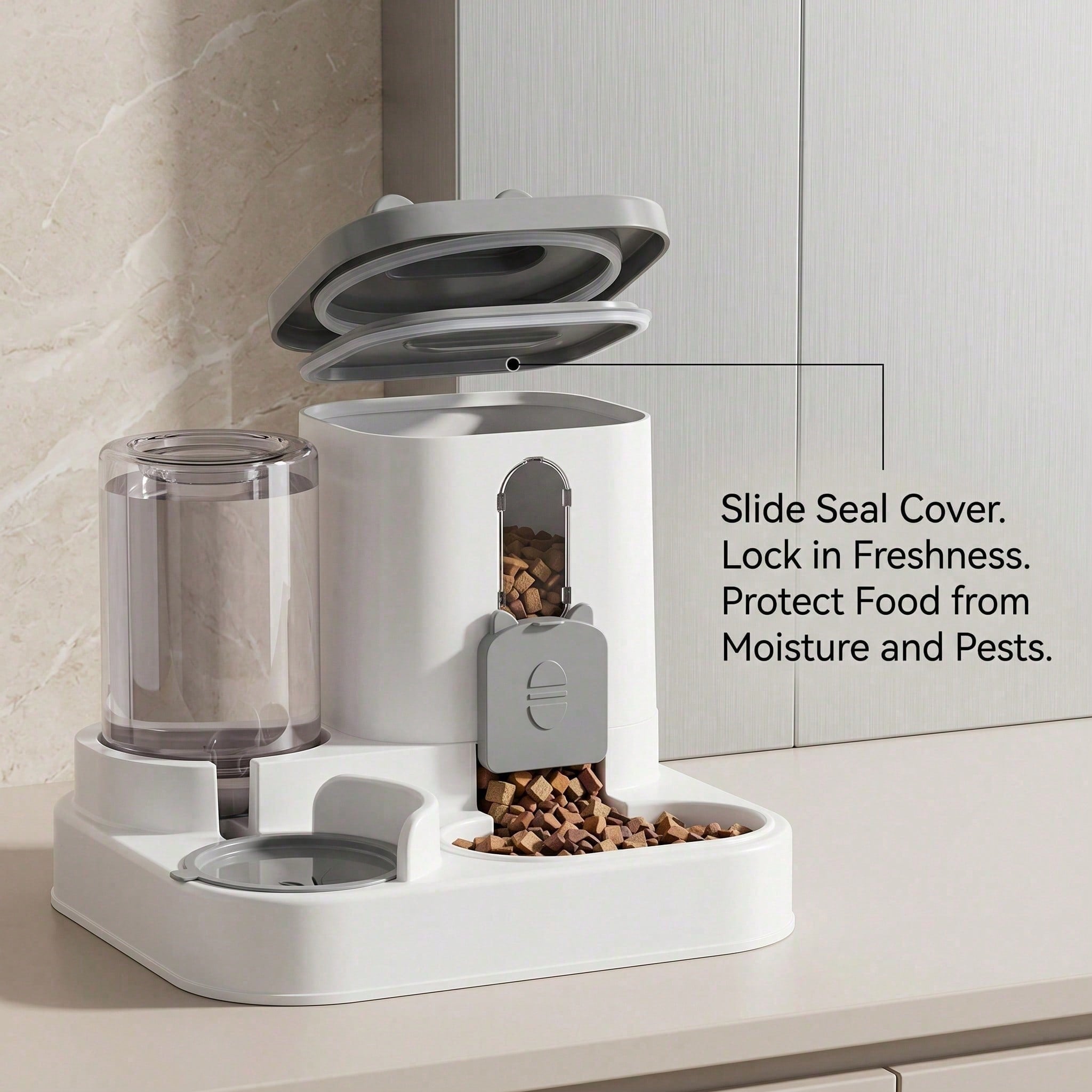 4 Couleurs Gravity Pet Feeder Distributeur d'eau Cute Cat Forme Automatique Food Water Bowl Larg
