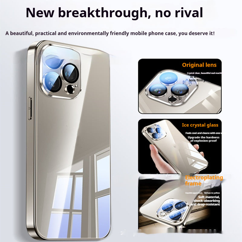 Boîtier de téléphone en verre de cristal de glace tout compris résistant à la chute en silicone