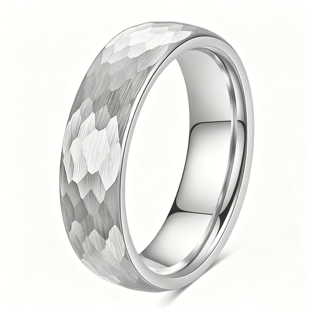 Bague en acier inoxydable marbré à l'échelle du poisson rétro