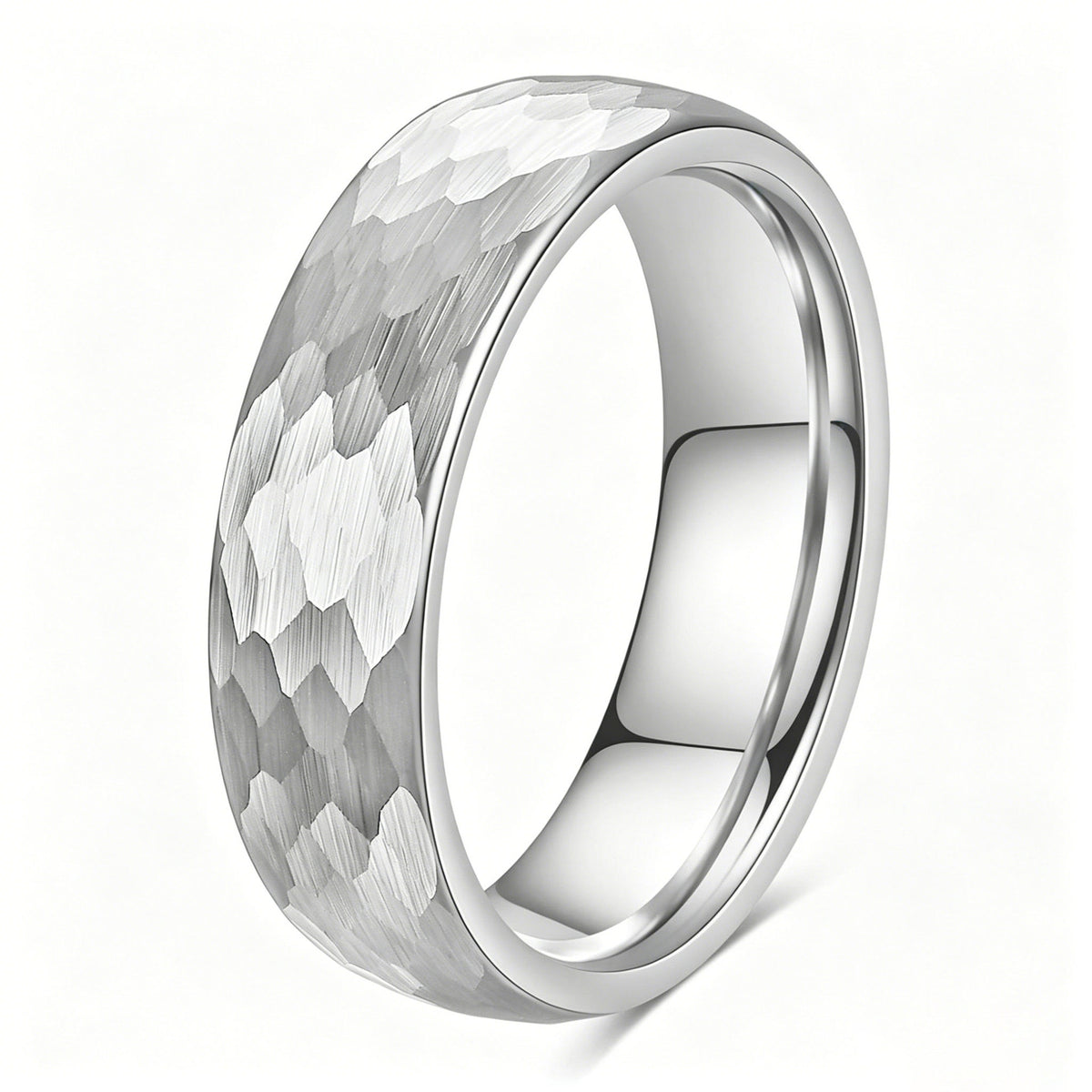 Bague en acier inoxydable marbré à l'échelle du poisson rétro