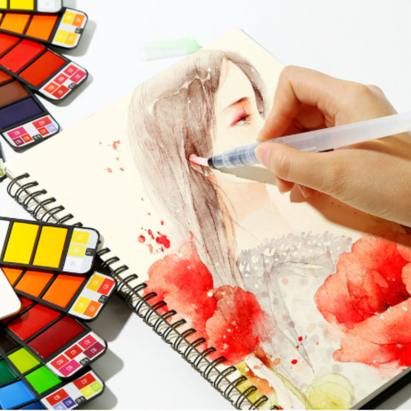 Ensemble de peinture couleur aquarelle soluble dans l'eau