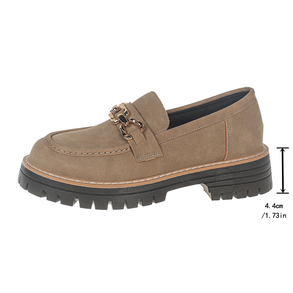 Chaussures élégantes de style britannique pour femmes à talon de bloc