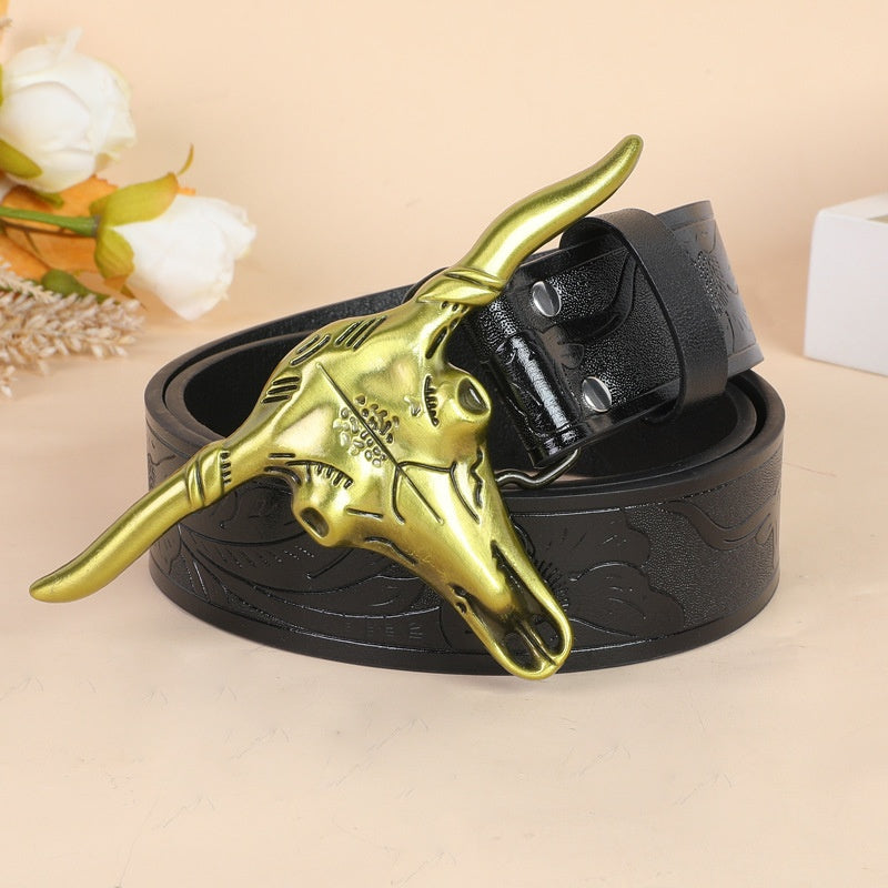 Ceinture de vache boucle tête hommes