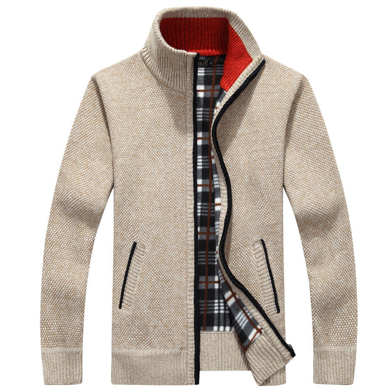 Chandail à fermeture éclair d'automne et de cardigan d'hiver pour hommes Épaisseur de collier en polaire