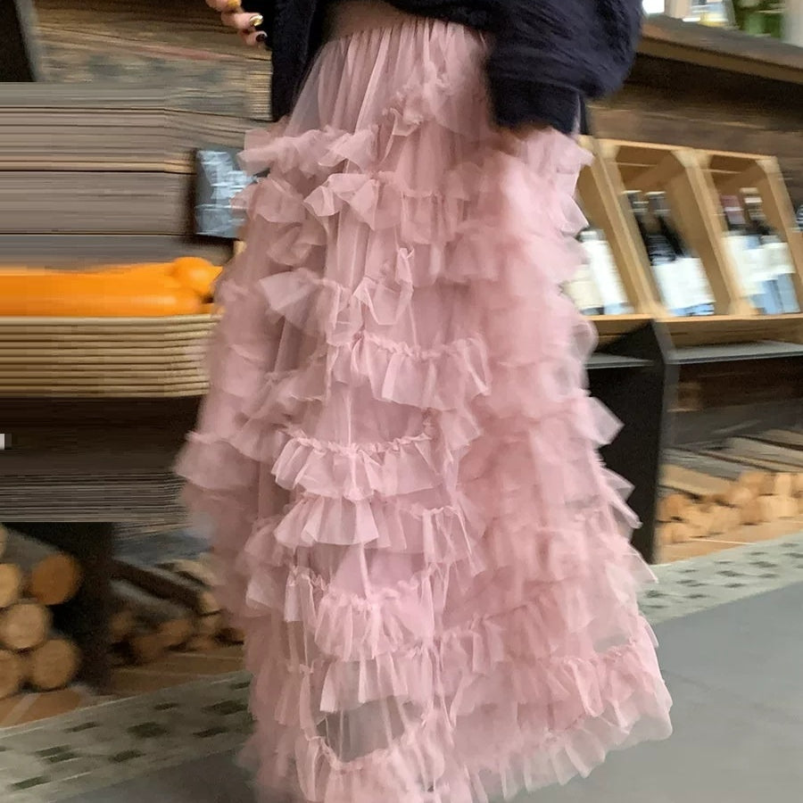 Jupe de gâteau en dentelle de Tulle taille haute