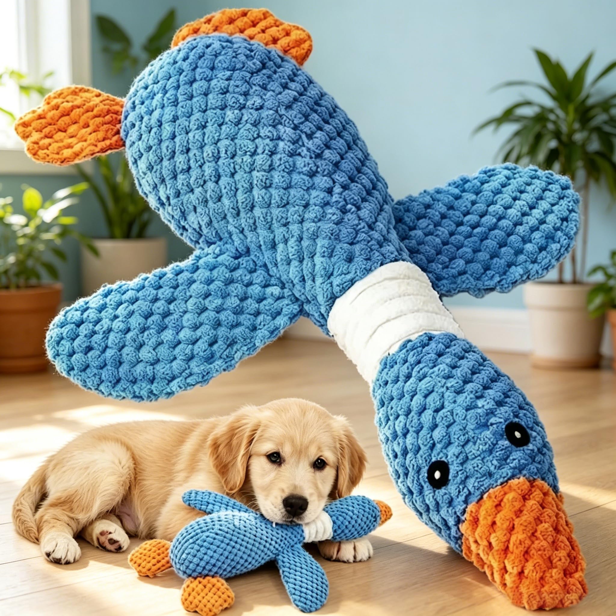 Jouets de chien de canard pour les brochettes agressives - Fun Crinkle Squeaky Plush Jouets de chien de chien le meilleur canard P