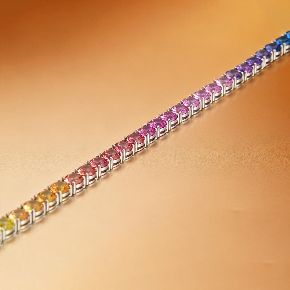 S925 Argent Sterling 5mm Rainbow Lab-Grown Gemstone Bracelet de tennis pour femmes Platinum Pla