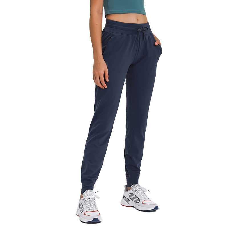 Pantalon de yoga haute taille pour femmes Drawstring Quick-drying Elastic Running Fitness