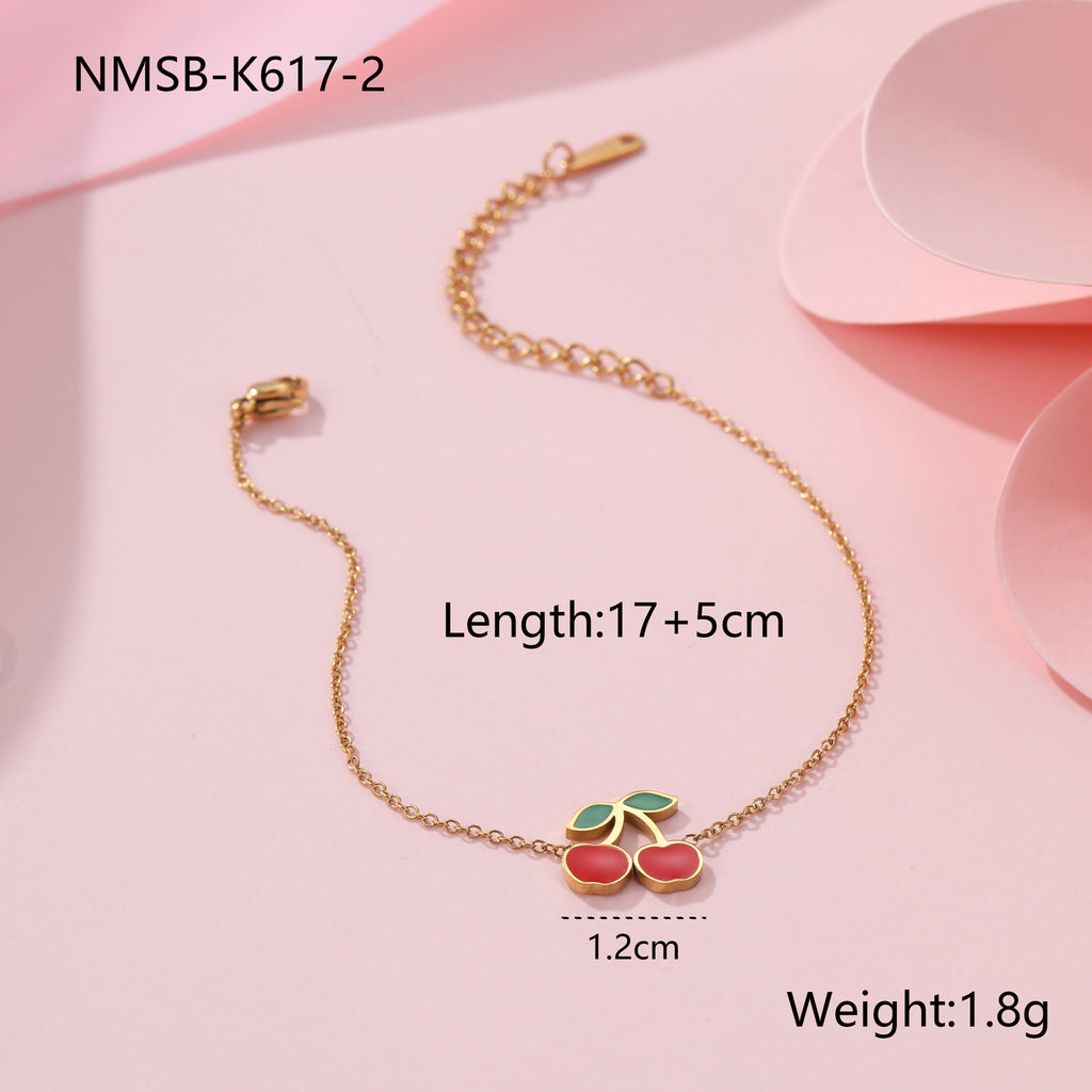 Bracelet Collier Cerise Bracelet Boucle d'oreille en acier titane pièces