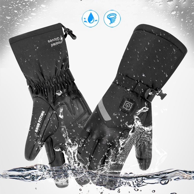 Gants de chauffage électrique en peau de mouton Moto Thermique Smart Touch Écran Ski extérieur