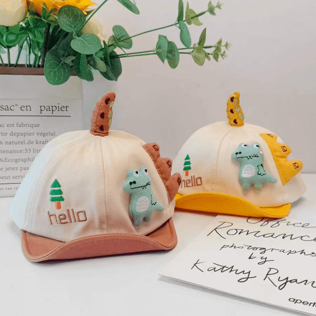 Trois dimensions Cartoon bébé Dinosaure Soft Cap avec brim et les oreillettes été automne Ligh