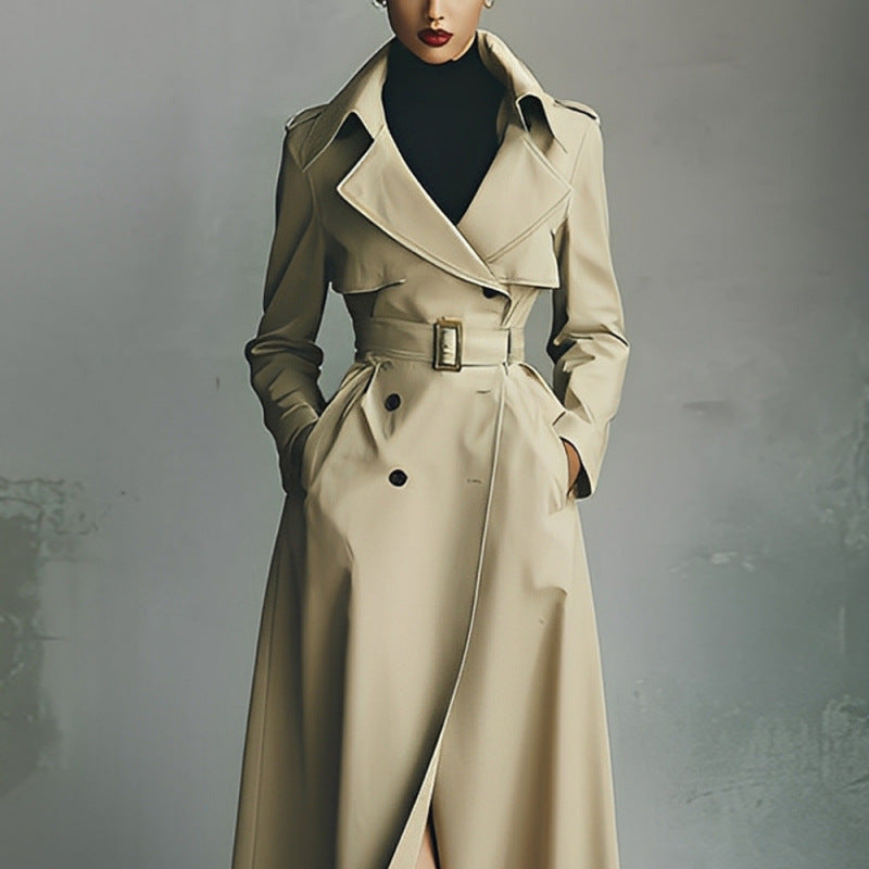 Élégant polyvalent et figuratif long manteau femmes Trench style Vêtements de dessus