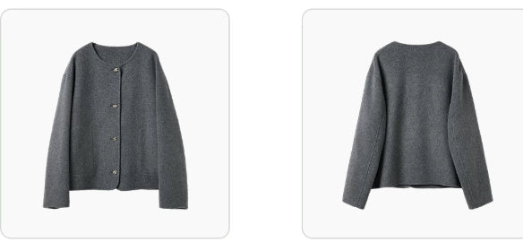 Manteau de laine à col d'équipage court en cachemire