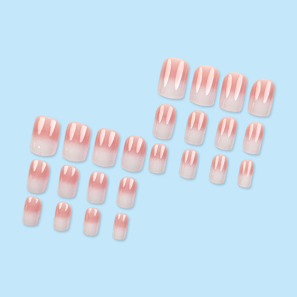 Art simple rose et blanc gradué à ongles amovibles