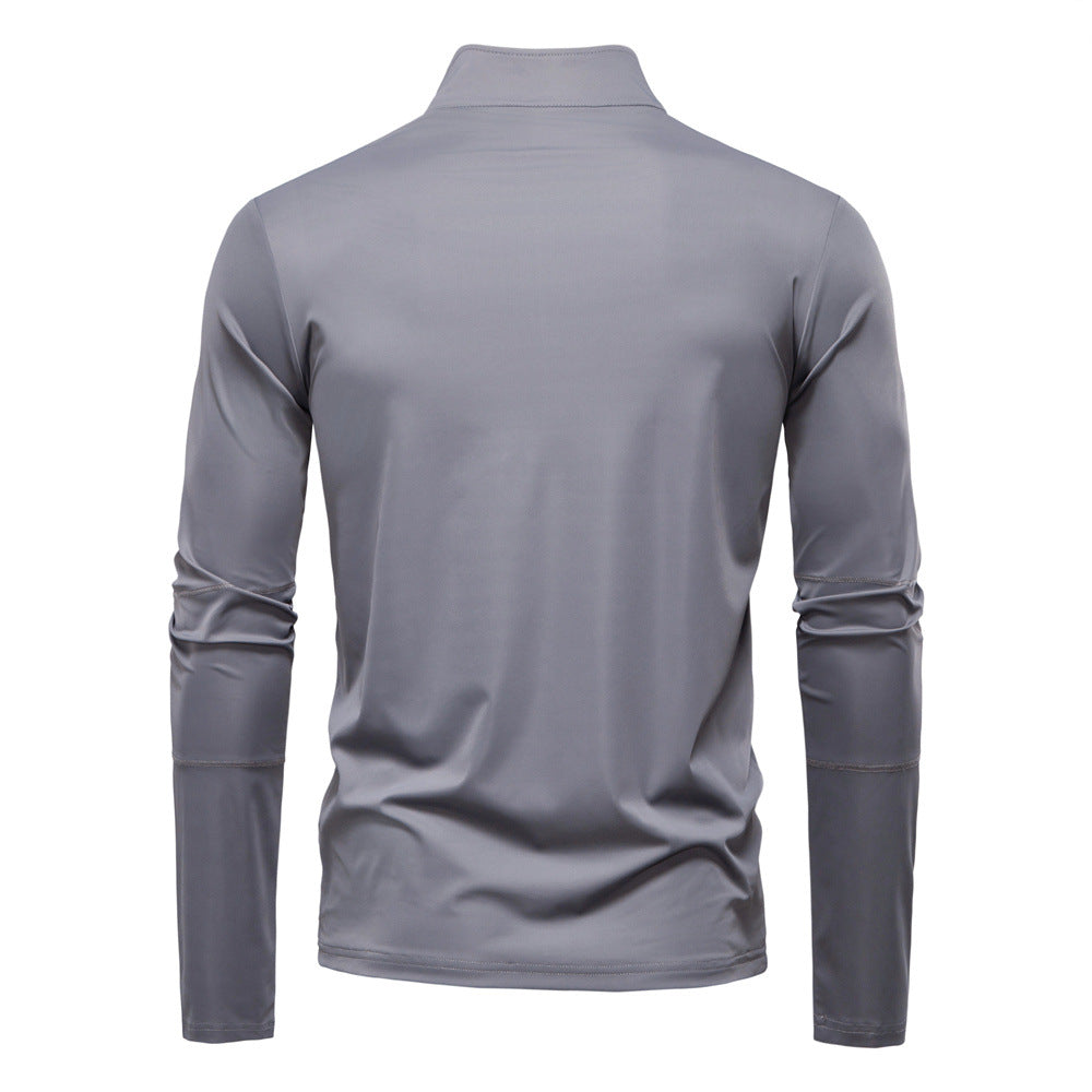 Printemps et été hommes écran solaire UPF100 Base Shirt T-shirt demi-zipper manches longues pour M