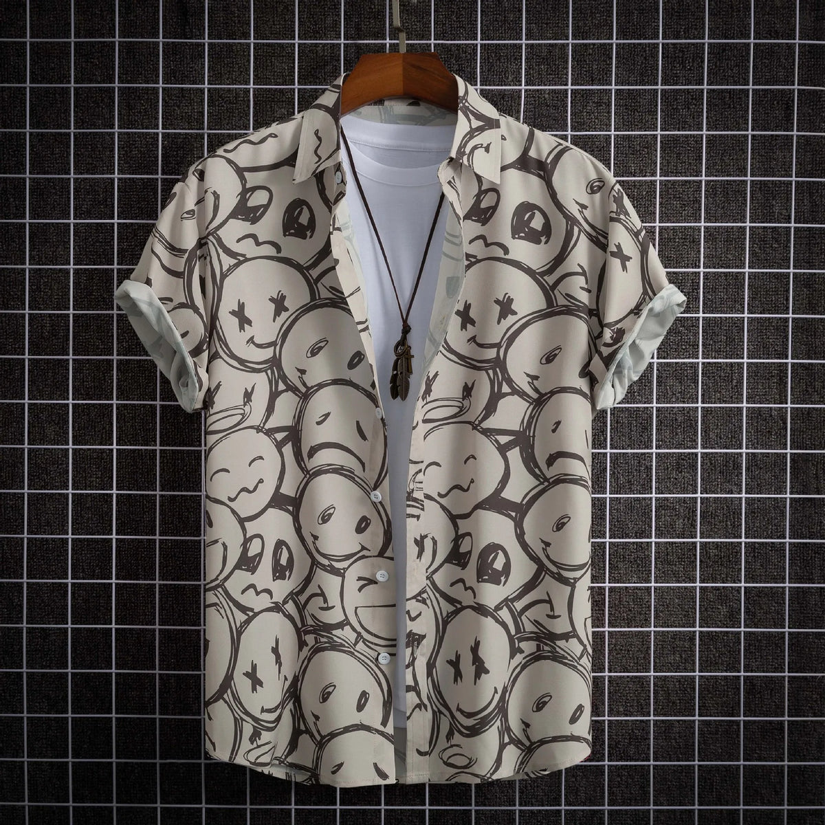 Chemise homme manches courtes Impression numérique 3D Hawaiian Trendy Cardigan Shirt