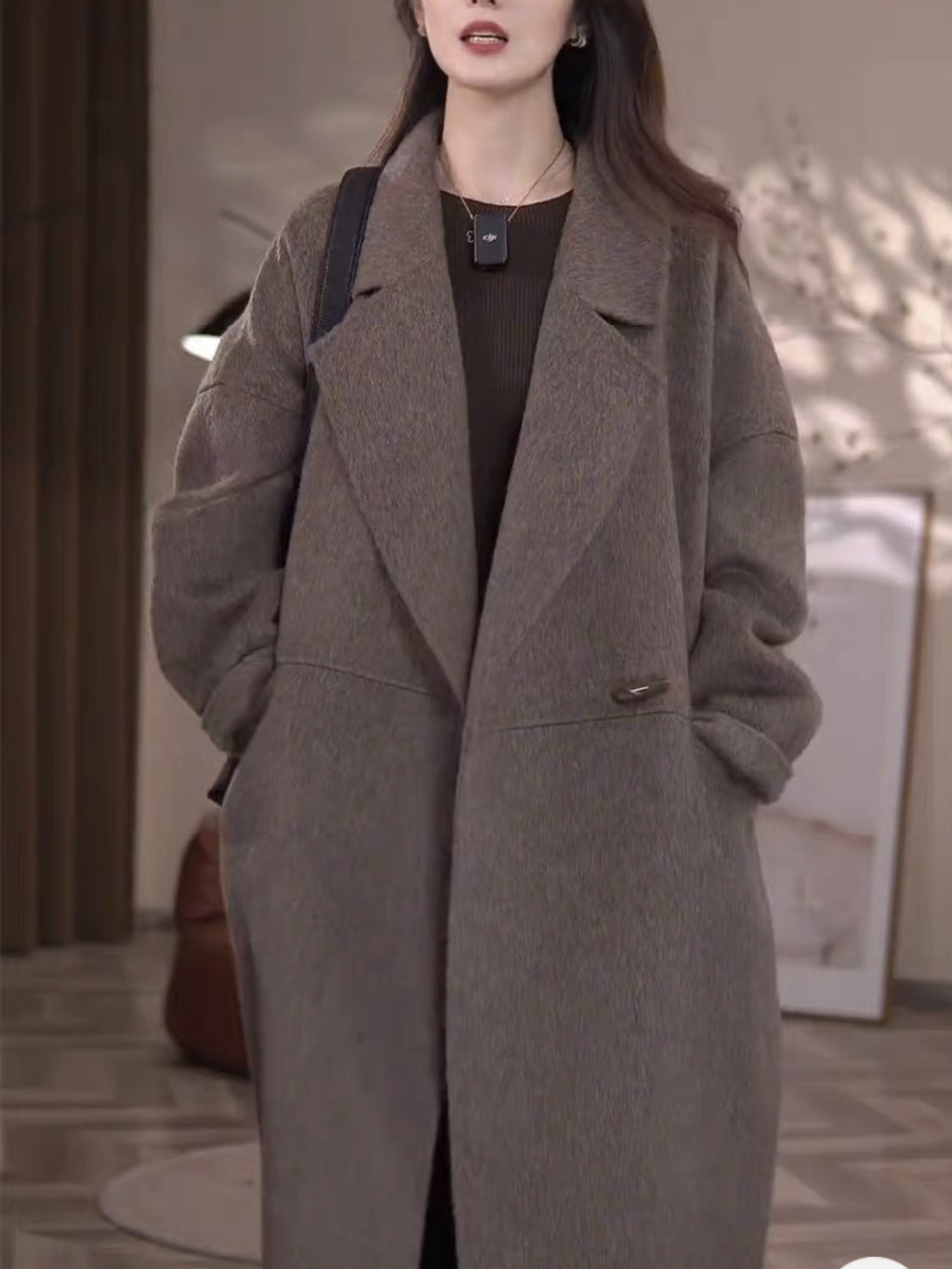 Manteau de laine de style coréen avec boutons Horn