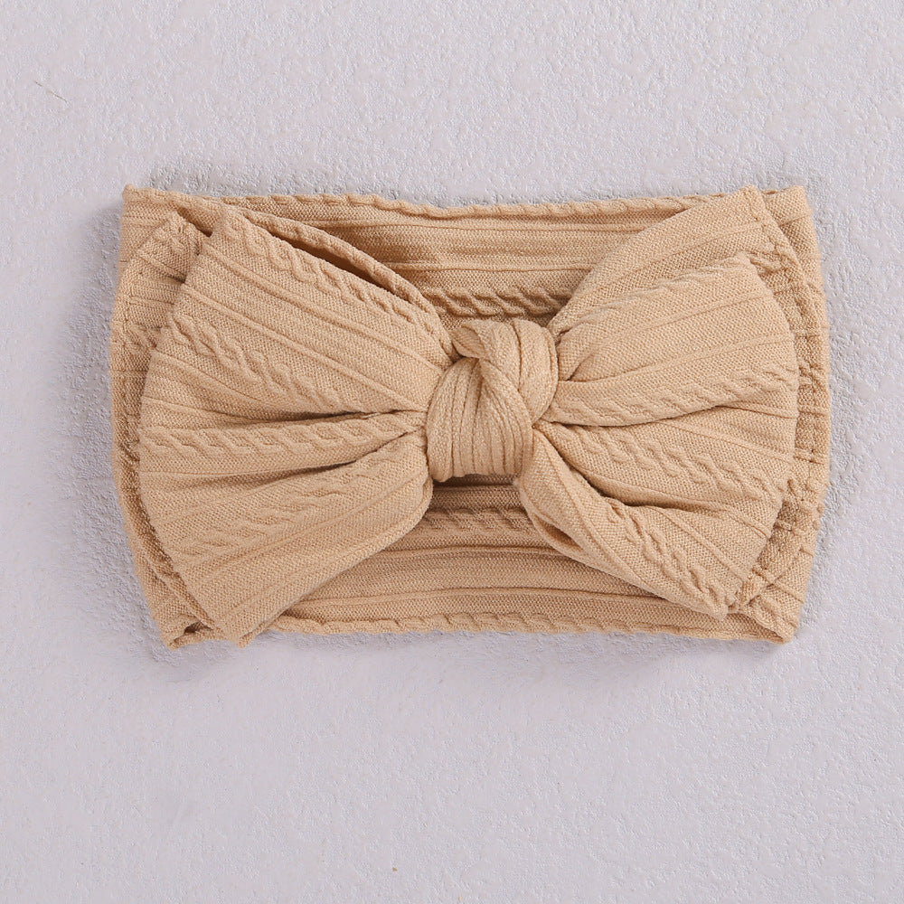 Accessoires capillaires pour enfants Jacquard Nylon Bande de cheveux Double couche Bow