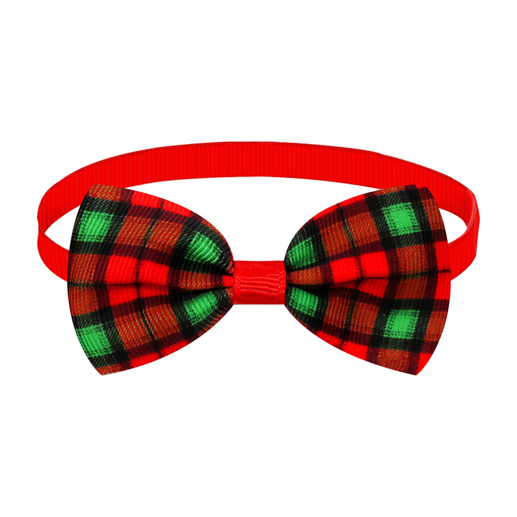 Christmas Plaid Striped Bow Tie Dog Cat Un mot Bow Tie couleurs multiples