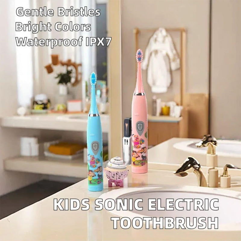 Enfants Sonic électrique brosse à dents IPX6 imperméable Caricature colorée pour enfant utilisation souple