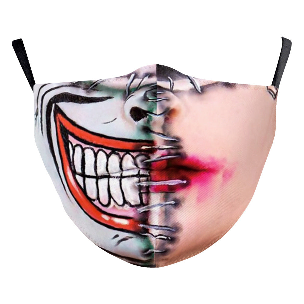 Carnival d'Halloween Impression numérique Funny Clown Face Double Layer Masque de poussière