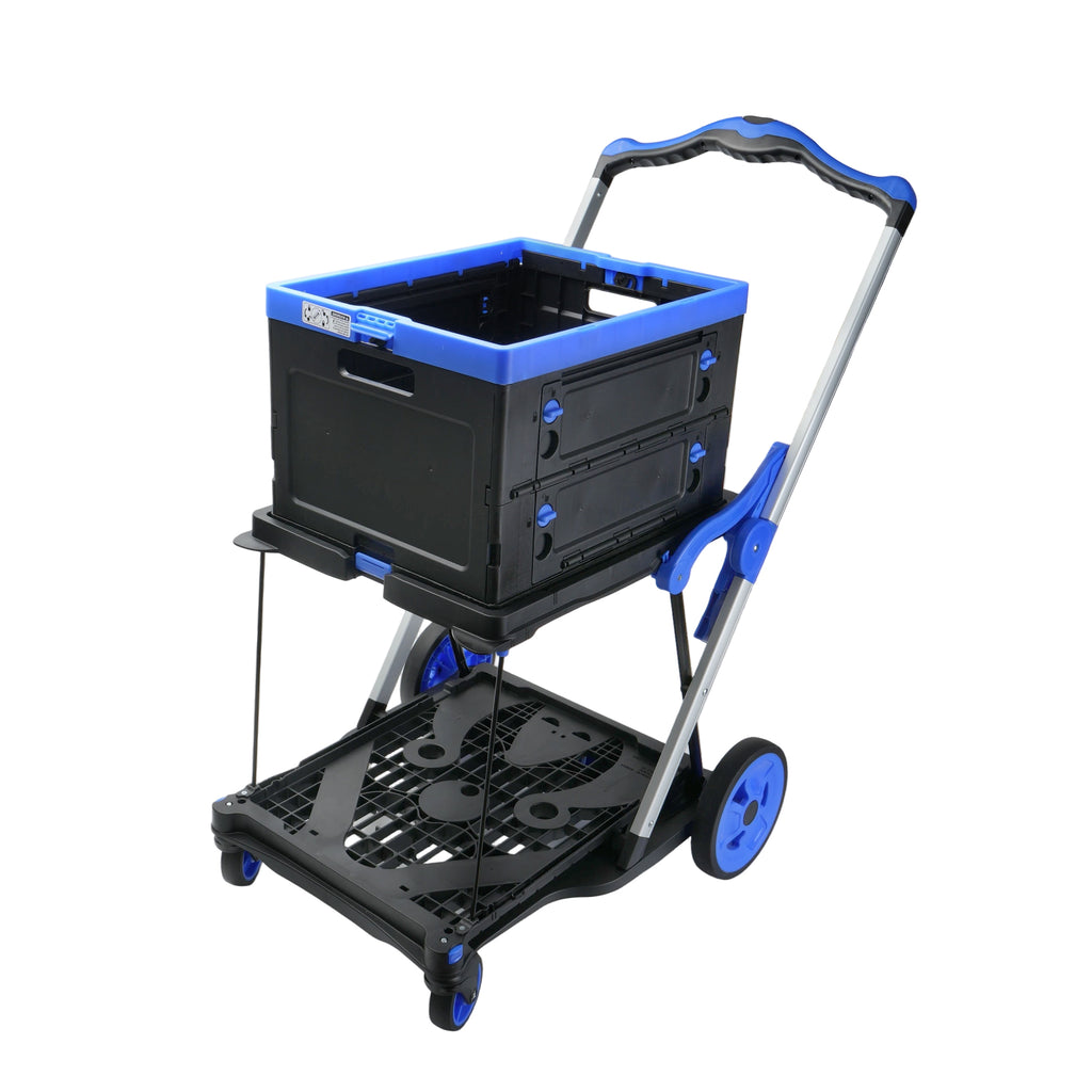 Chariot pliant 2-Tier Multi-Utilisation Fonctionnel Chariots Collapsibles Shopping Chariot avec Roues Sh