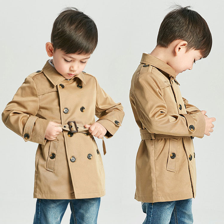 Manteau de trench de printemps pour enfants mi-longueur