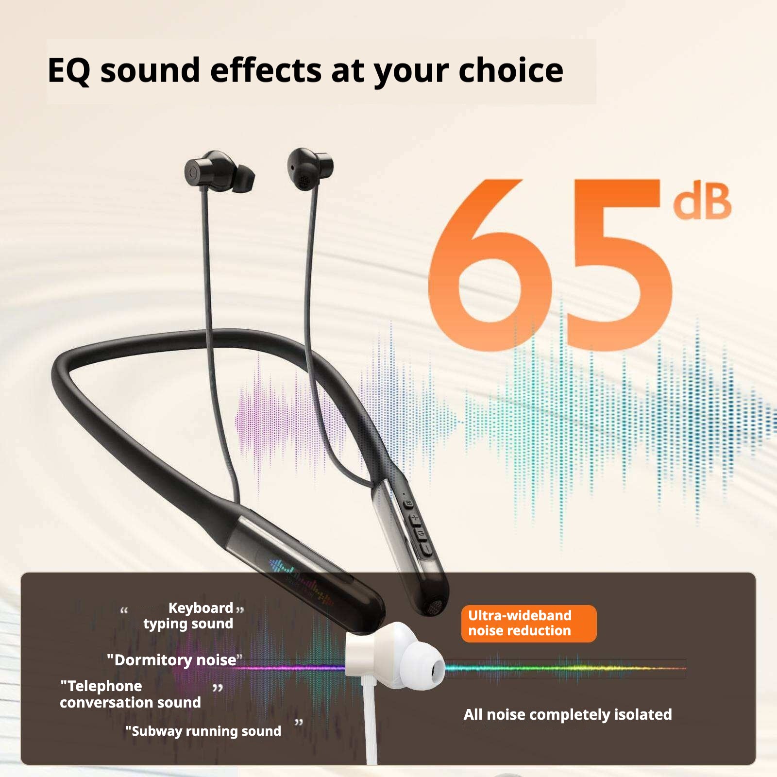 KP-258 Meilleures ventes de bande de collier Bluetooth Earphones Magnetic Digital Display In-Ear Bas Laten