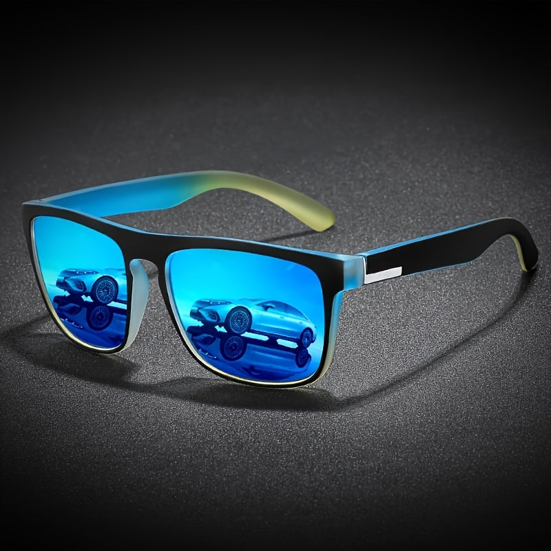 4 Pack Hommes Lunettes de soleil carrées Set Miroir réfléchissant Verre Protection UV400 Lunettes de soleil Ligh