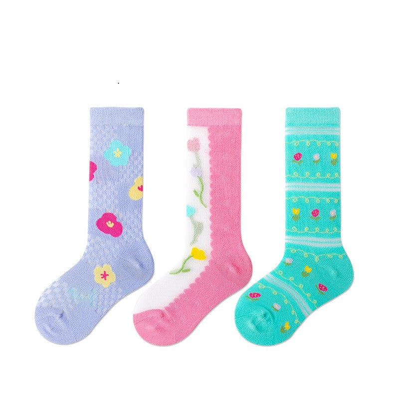 Printemps et été caricature mince petite carte de fleur Chaussettes en soie